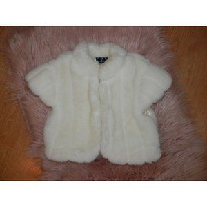 The Childrens Place Ivory Faux Fur Pattern Cut Small 5/6 Girls Jacket Coat 2916